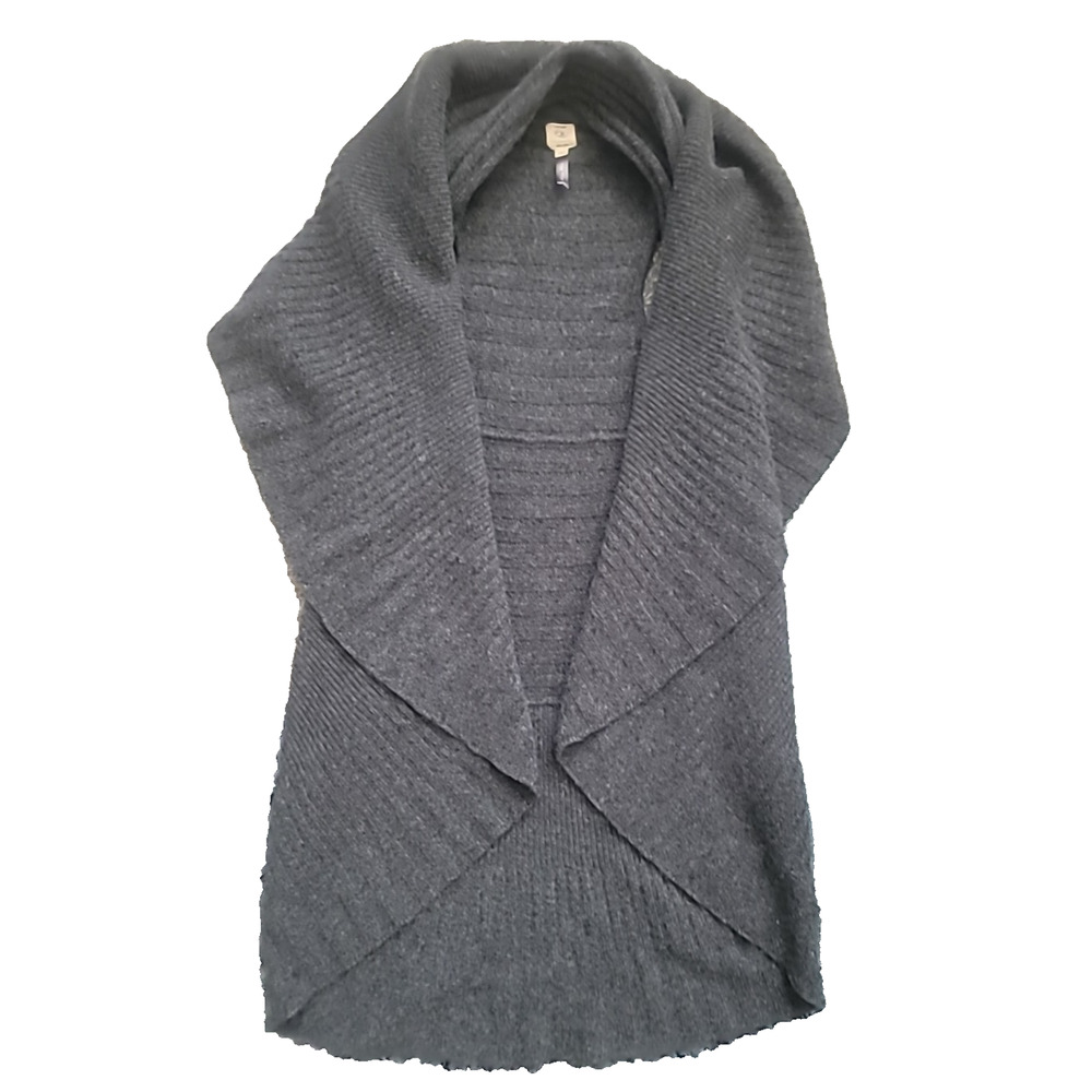 Qi Cashmere Cowl Neck Sweater Vest Size M Gray Knit Oversized Layer